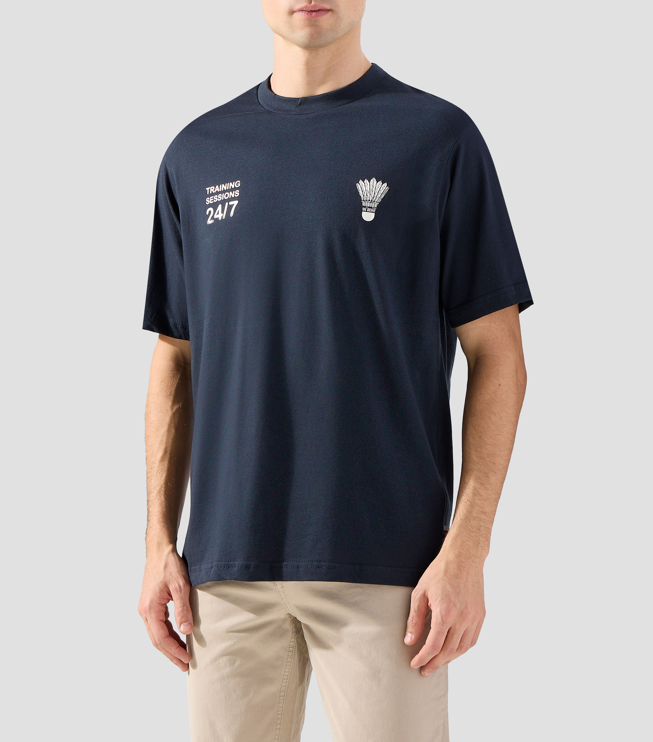Playera de cuello redondo con manga corta estampada Hombre